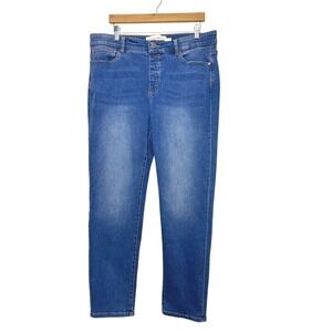 Soft Surroundings Women's Size L Blue Denim Jeans High Rise Straight Leg‎